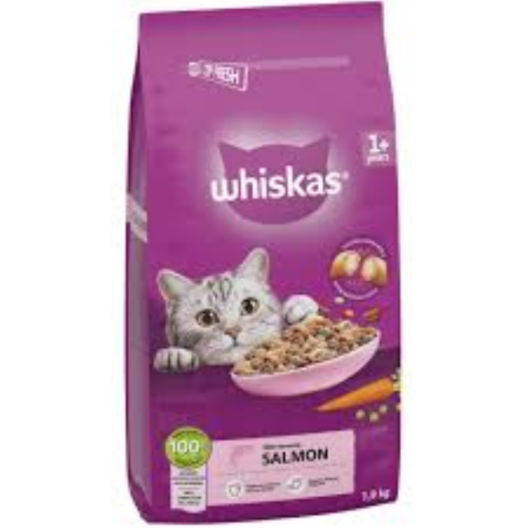 WHISKAS DRY CAT FOOD SALMON 1.9KG